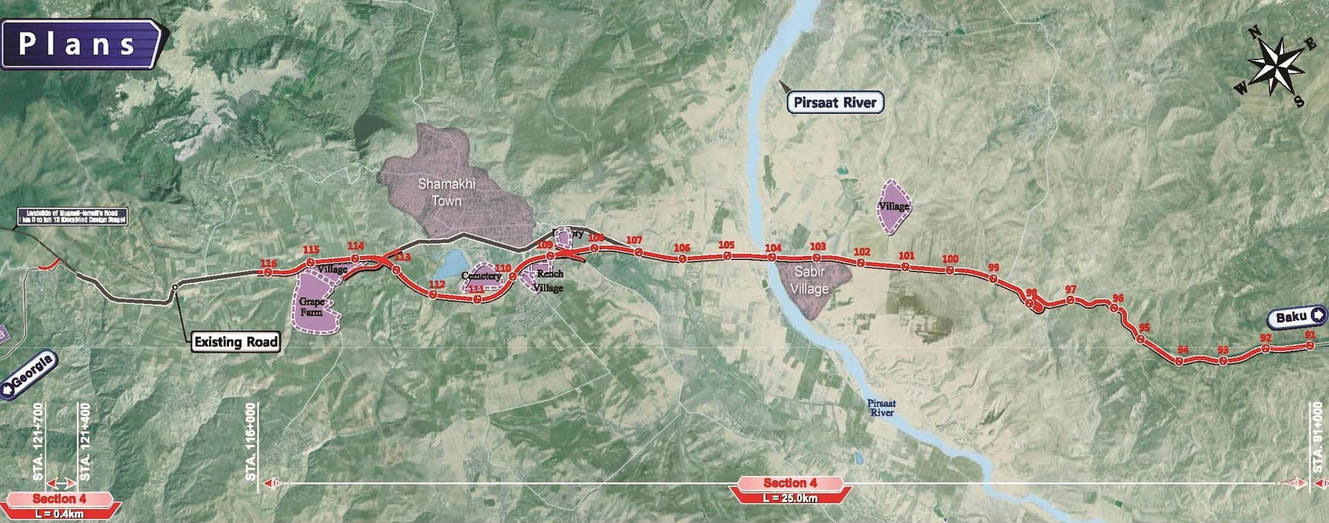 Engineering of the expansion of the Baku-Shamakhi highway into 4 lanes